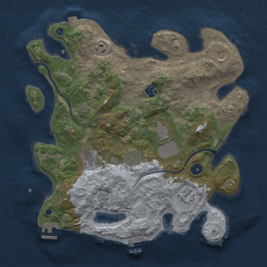 Rust Map: Procedural Map, Size: 3500, Seed: 156973380, 14 Monuments
