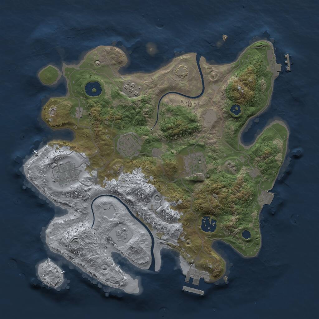 Rust Map: Procedural Map, Size: 3000, Seed: 849199568, 11 Monuments
