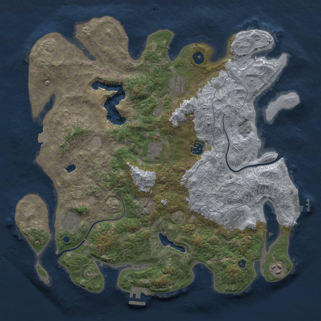 Rust Map: Procedural Map, Size: 4000, Seed: 10124, 13 Monuments