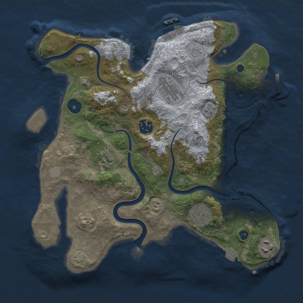 Rust Map: Procedural Map, Size: 3250, Seed: 42345, 12 Monuments