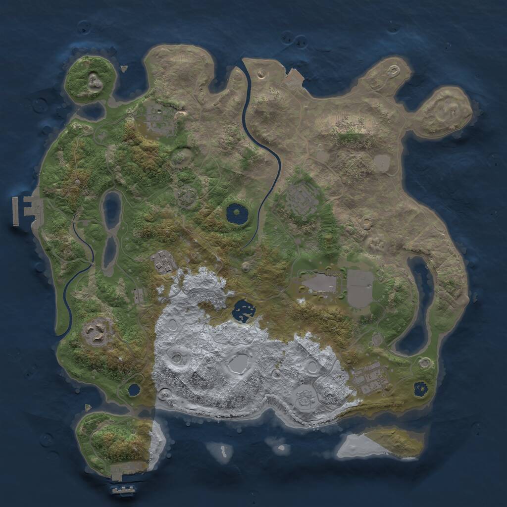 Rust Map: Procedural Map, Size: 3500, Seed: 613904262, 13 Monuments