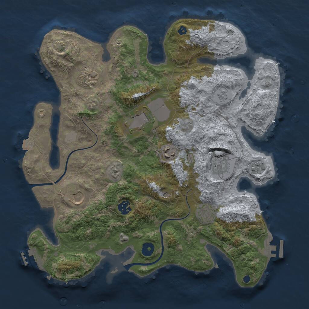 Rust Map: Procedural Map, Size: 3500, Seed: 67656, 14 Monuments