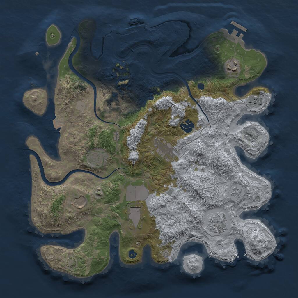Rust Map: Procedural Map, Size: 3500, Seed: 834737132, 14 Monuments