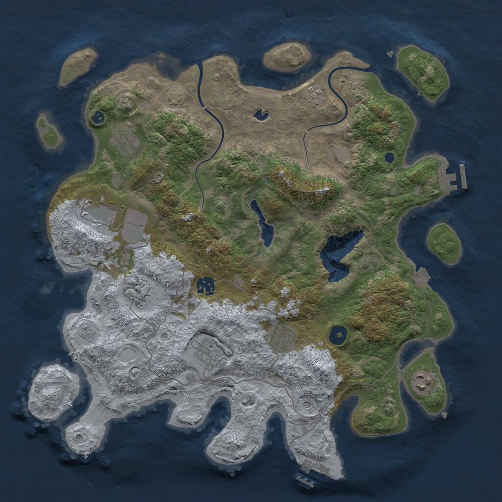 Rust Map: Procedural Map, Size: 4000, Seed: 1143986688, 14 Monuments