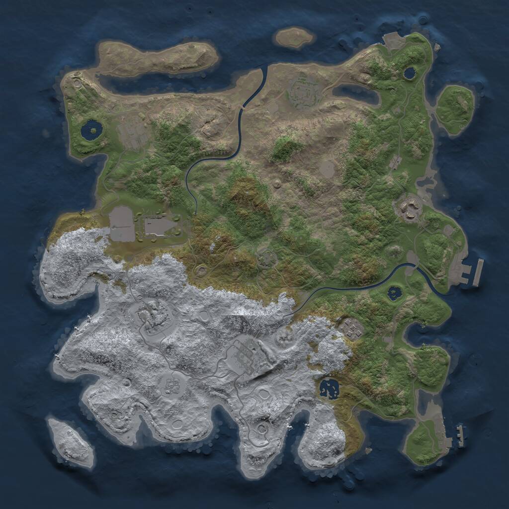 Rust Map: Procedural Map, Size: 3700, Seed: 14755222, 14 Monuments