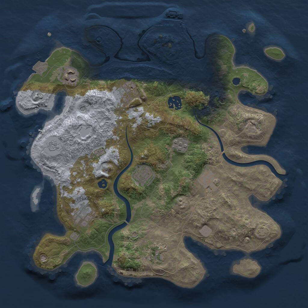 Rust Map: Procedural Map, Size: 3250, Seed: 915948597, 13 Monuments