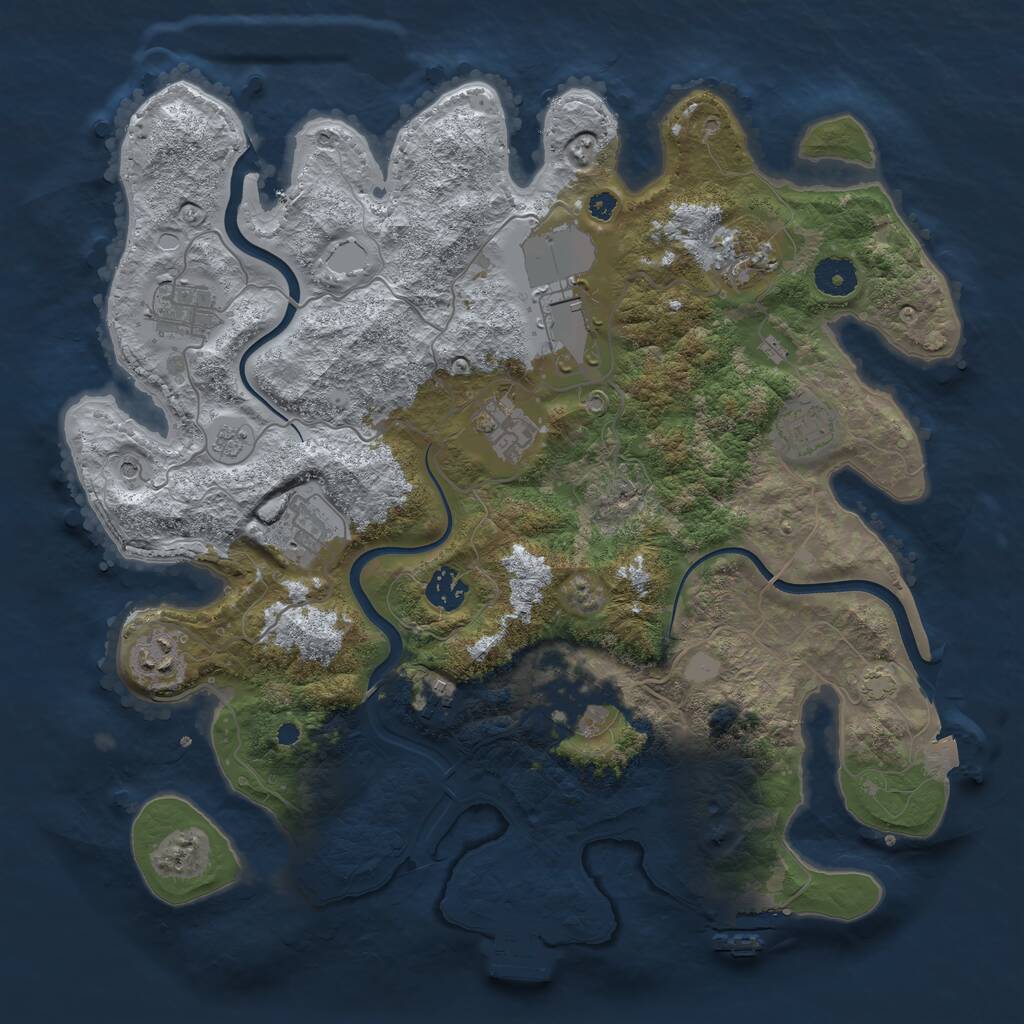 Rust Map: Procedural Map, Size: 3750, Seed: 793981886, 16 Monuments