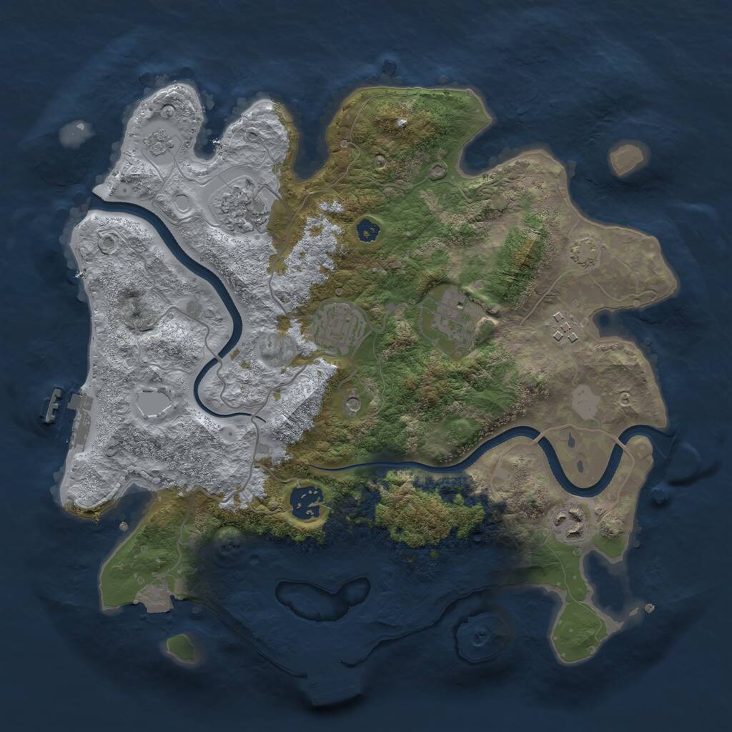 Rust Map: Procedural Map, Size: 3250, Seed: 730249, 12 Monuments