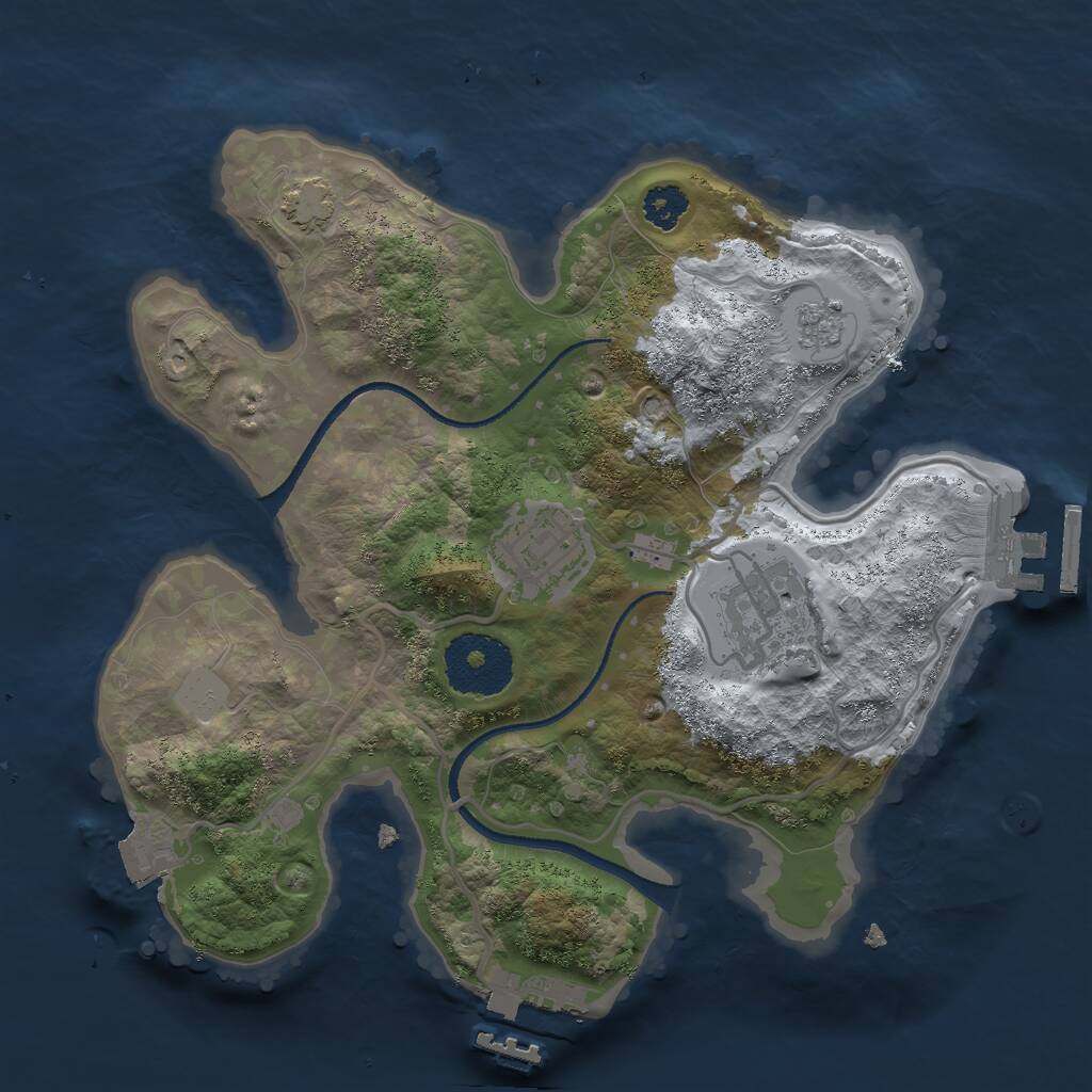 Rust Map: Procedural Map, Size: 2501, Seed: 3245521, 7 Monuments