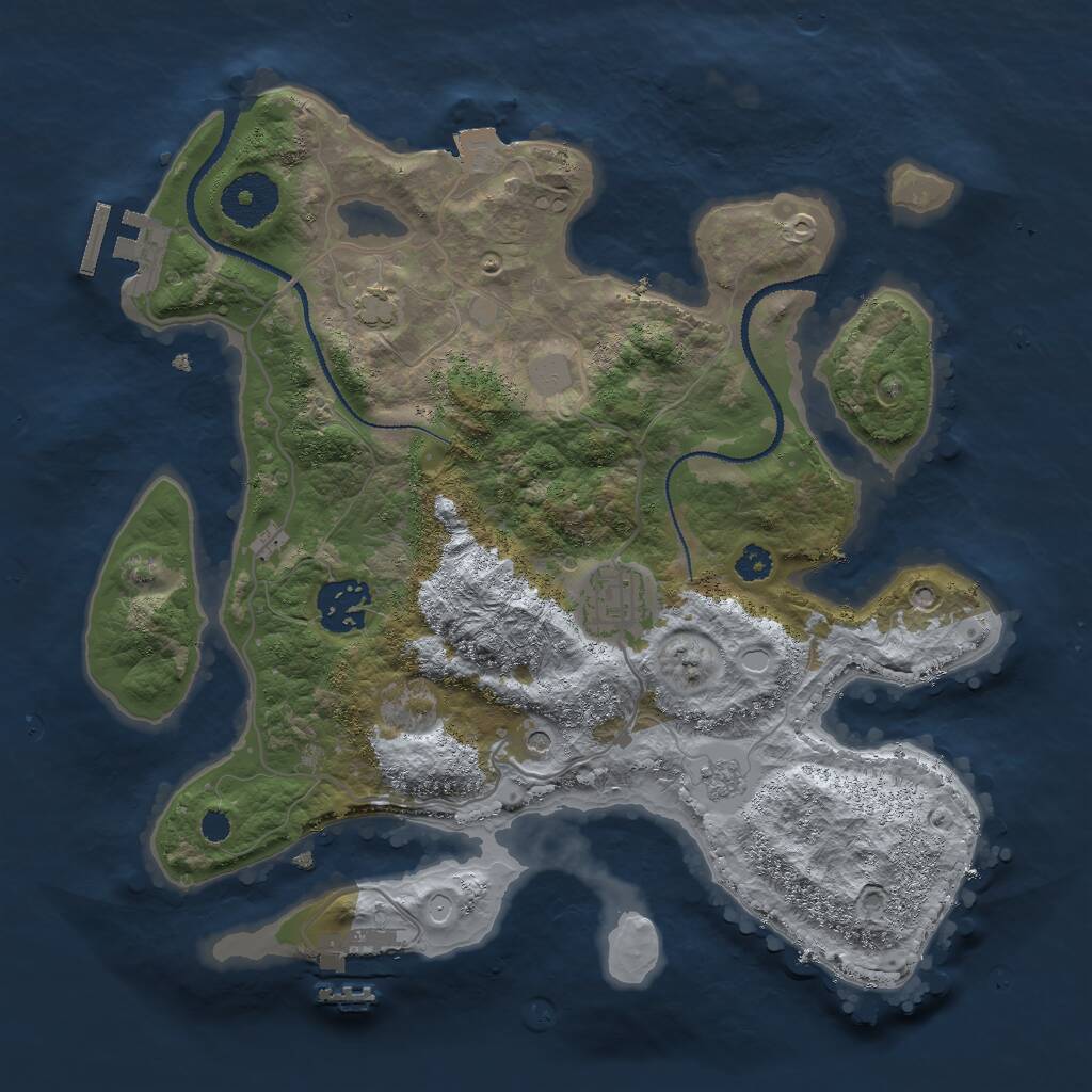 Rust Map: Procedural Map, Size: 3000, Seed: 29231, 8 Monuments