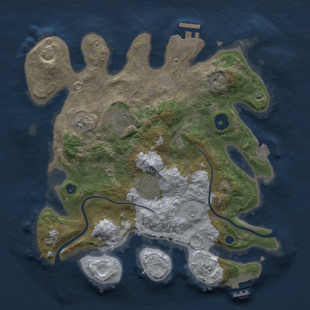 Rust Map: Procedural Map, Size: 3000, Seed: 28152, 7 Monuments