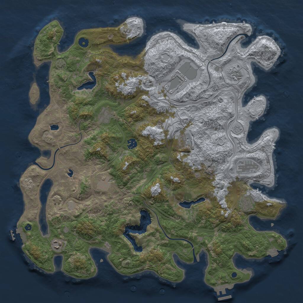 Rust Map: Procedural Map, Size: 4500, Seed: 365998950, 16 Monuments