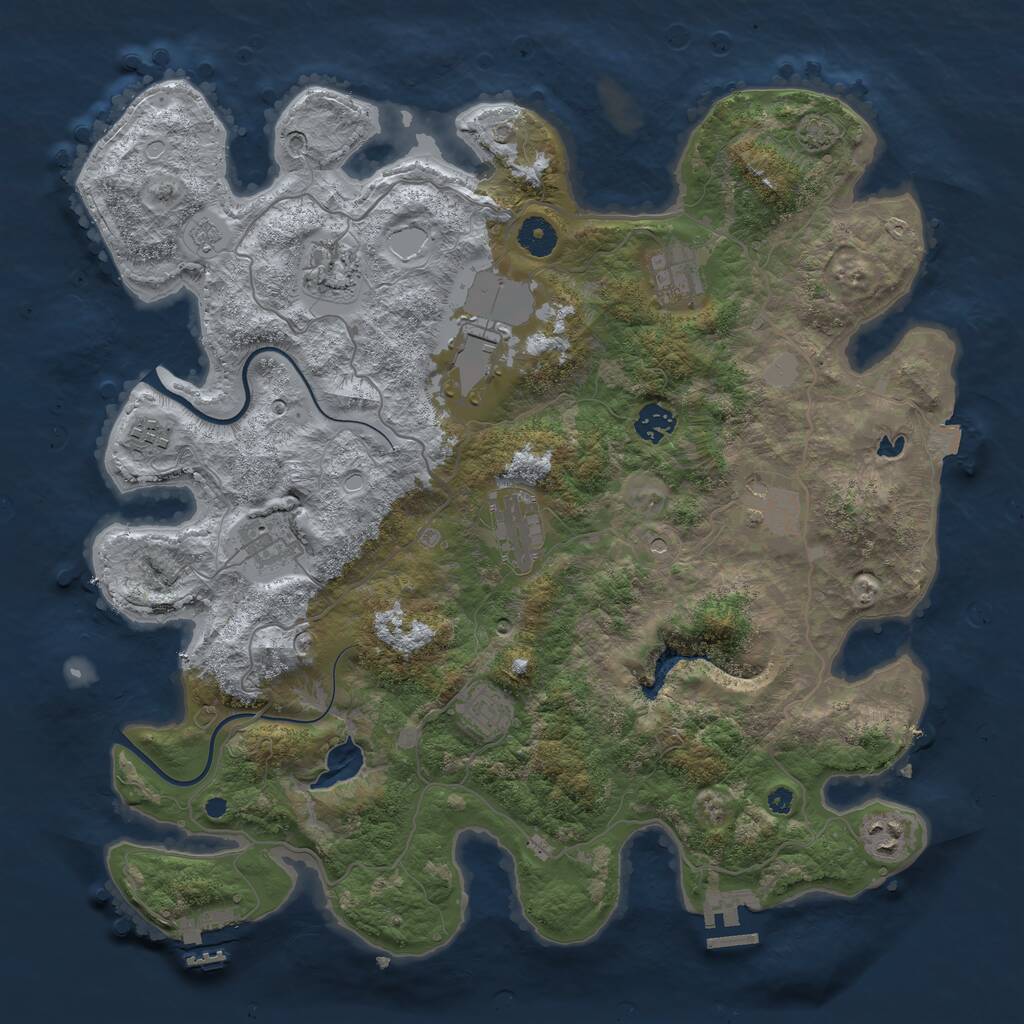 Rust Map: Procedural Map, Size: 4000, Seed: 2009, 16 Monuments