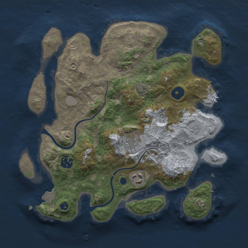 Rust Map: Procedural Map, Size: 3000, Seed: 9684756, 7 Monuments