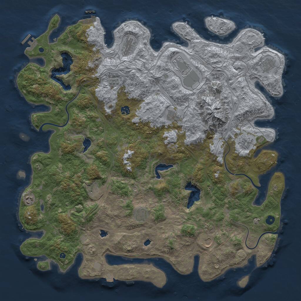 Rust Map: Procedural Map, Size: 5000, Seed: 123465, 17 Monuments