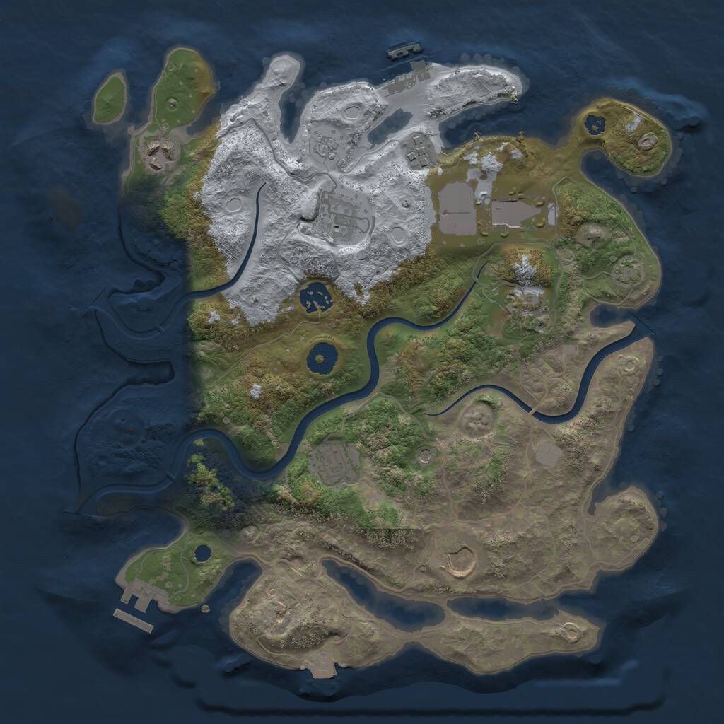 Rust Map: Procedural Map, Size: 3500, Seed: 2091786314, 14 Monuments