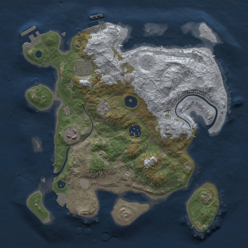 Rust Map: Procedural Map, Size: 3000, Seed: 56536, 9 Monuments