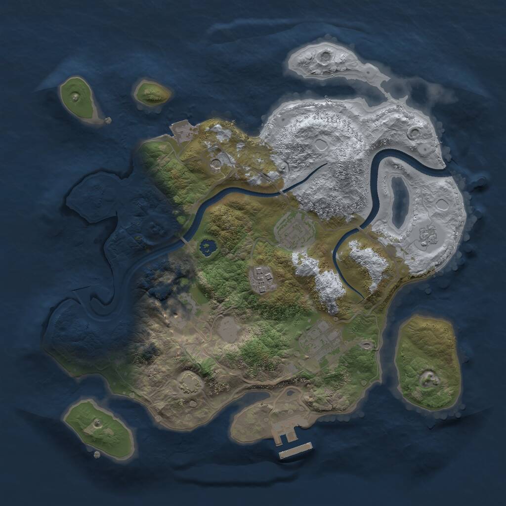 Rust Map: Procedural Map, Size: 3000, Seed: 4323, 9 Monuments