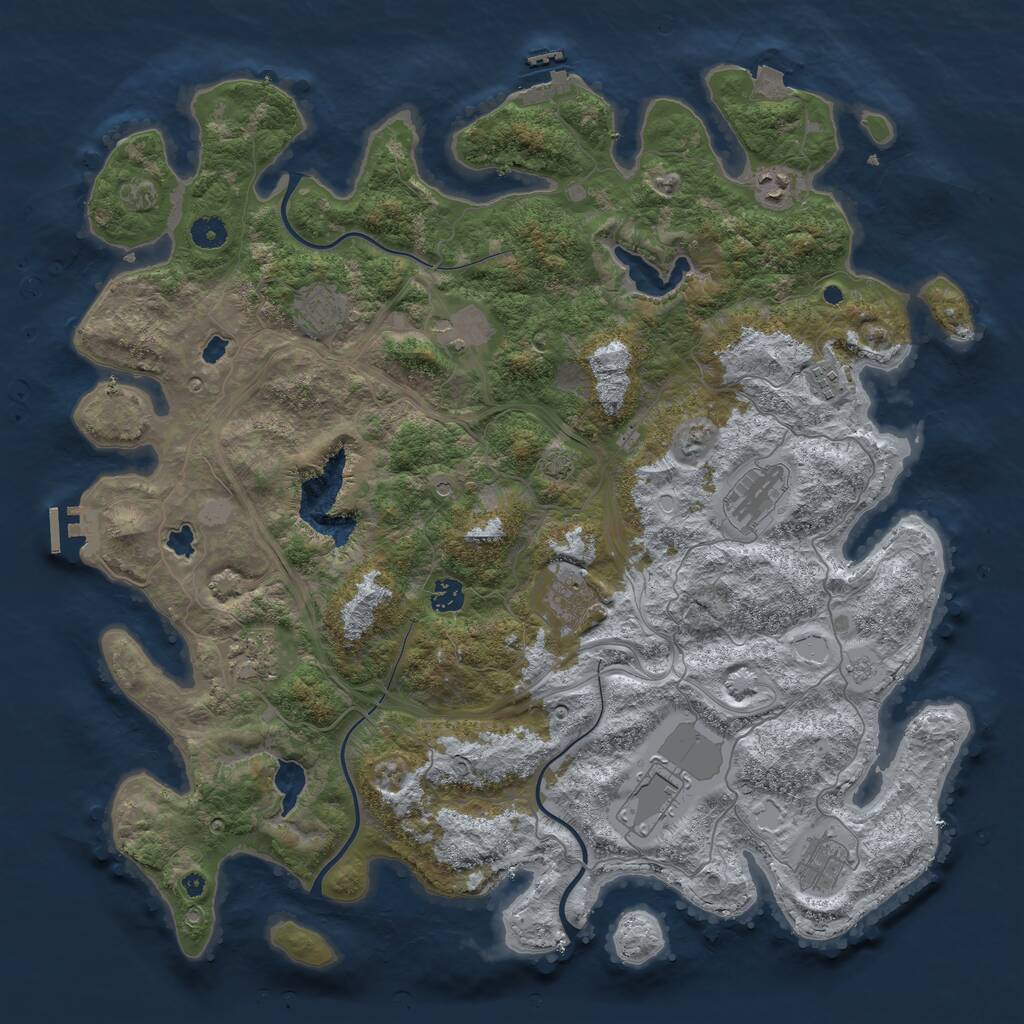 Rust Map: Procedural Map, Size: 4500, Seed: 949812667, 16 Monuments