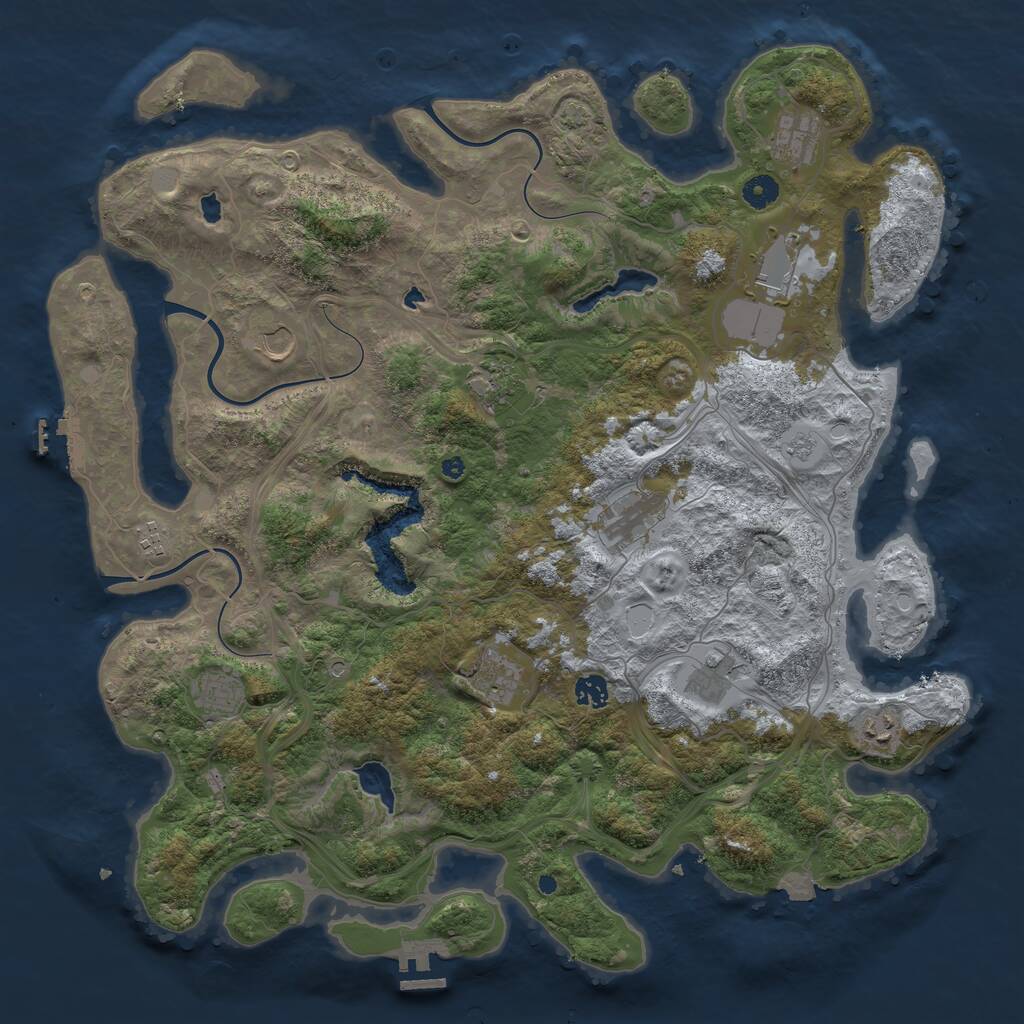 Rust Map: Procedural Map, Size: 4500, Seed: 2147224872, 17 Monuments