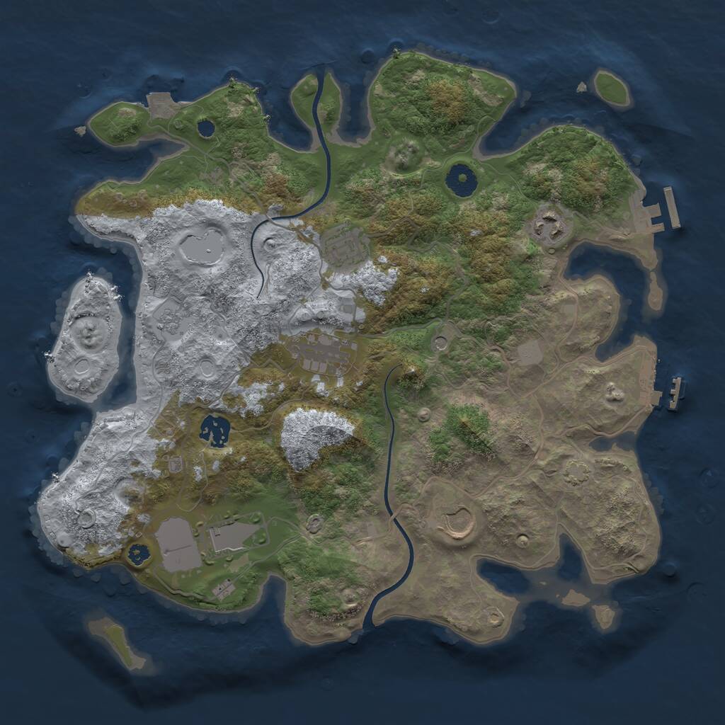 Rust Map: Procedural Map, Size: 3500, Seed: 95604897, 12 Monuments