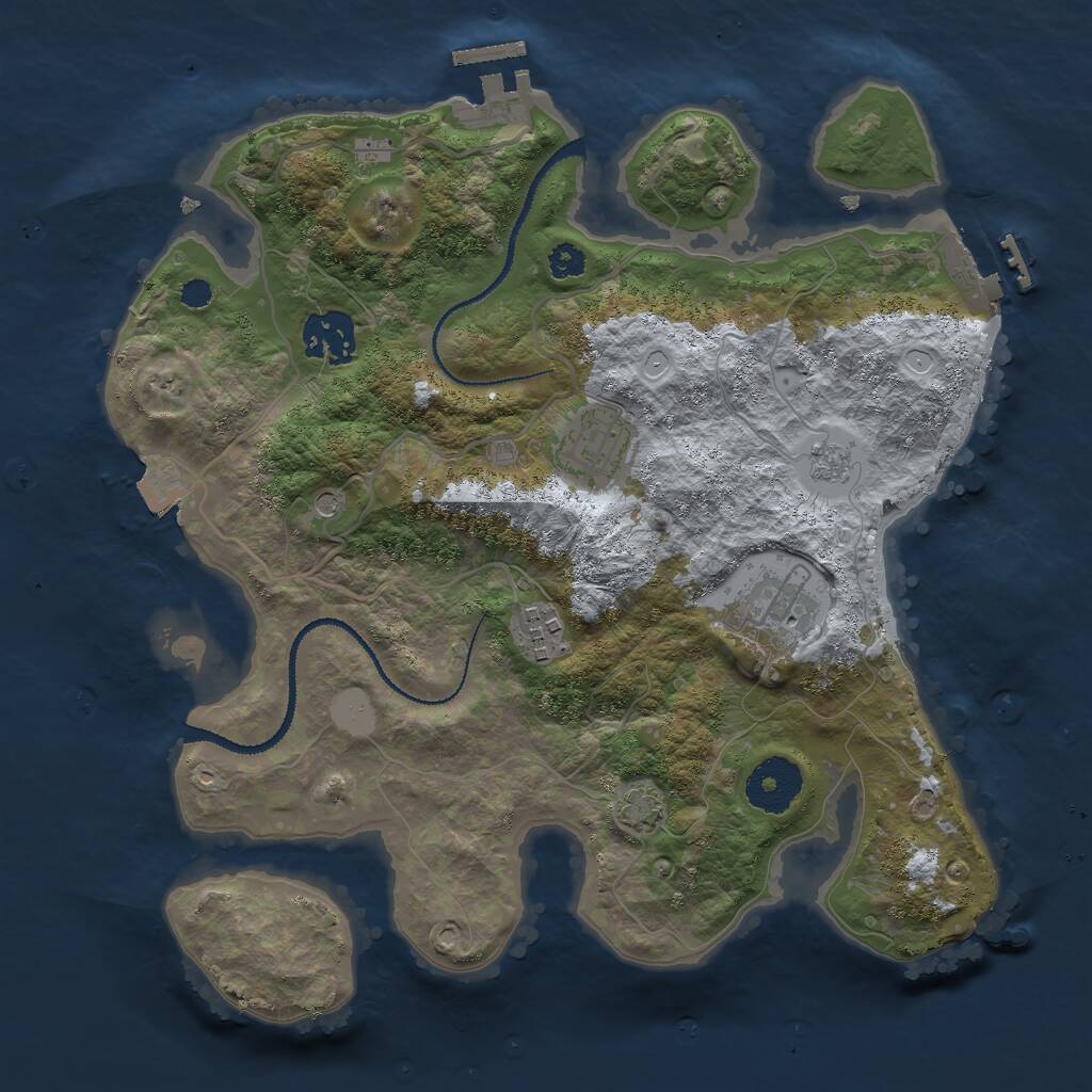 Rust Map: Procedural Map, Size: 3000, Seed: 129311, 10 Monuments