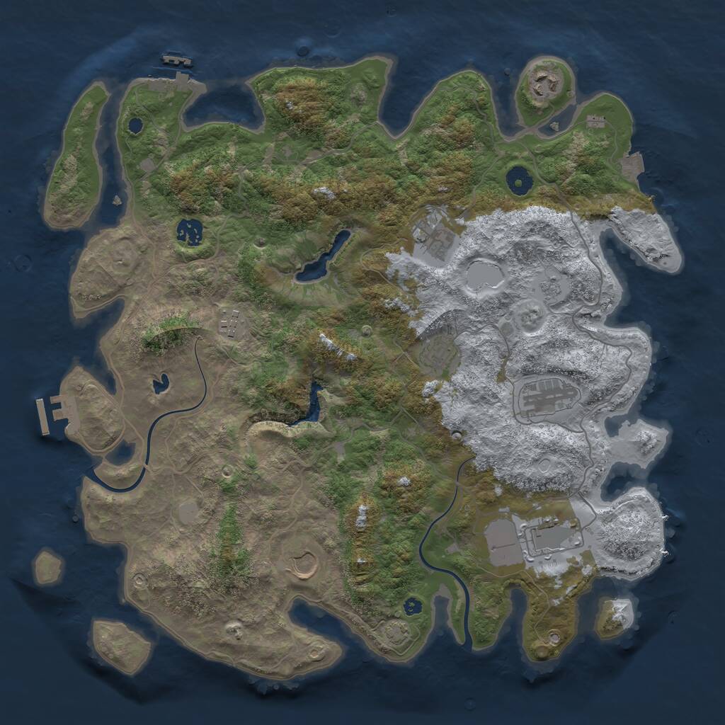 Rust Map: Procedural Map, Size: 4000, Seed: 91556, 13 Monuments