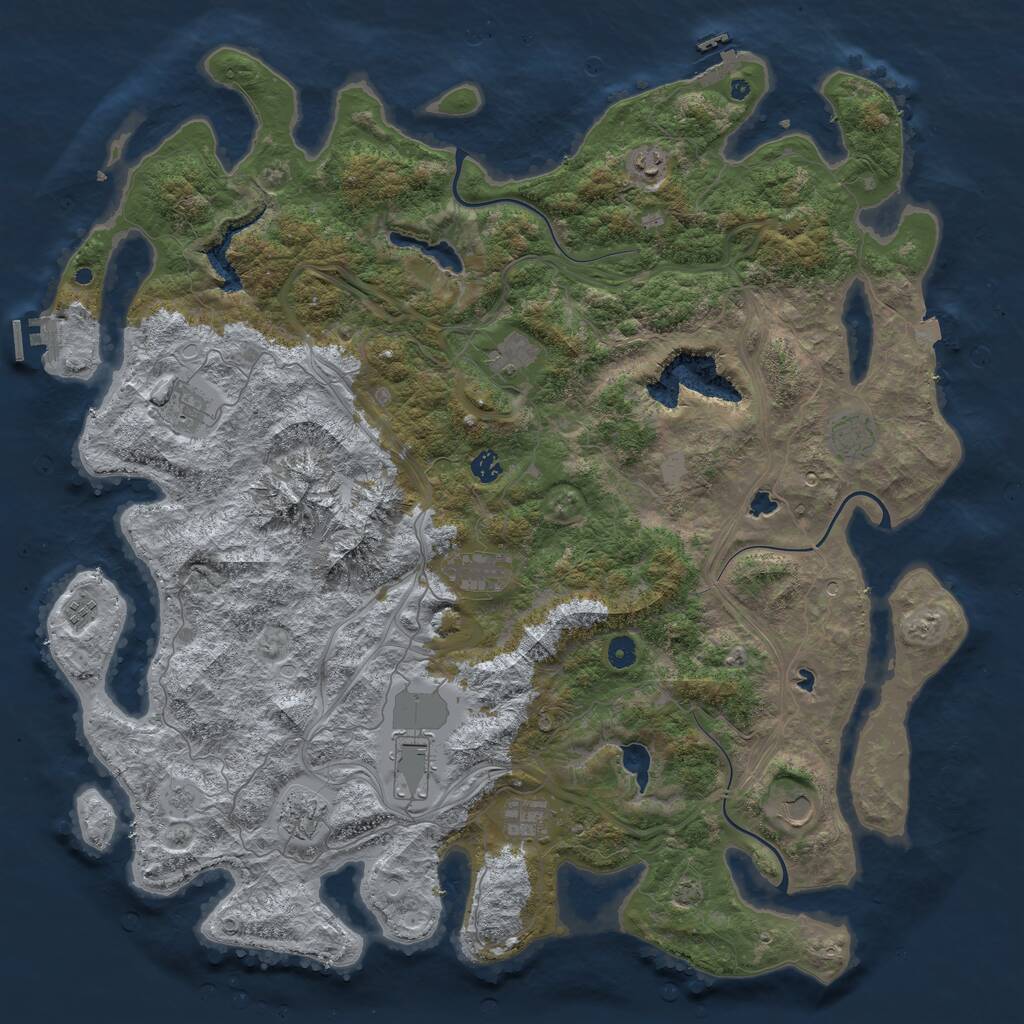 Rust Map: Procedural Map, Size: 5000, Seed: 1866247432, 17 Monuments