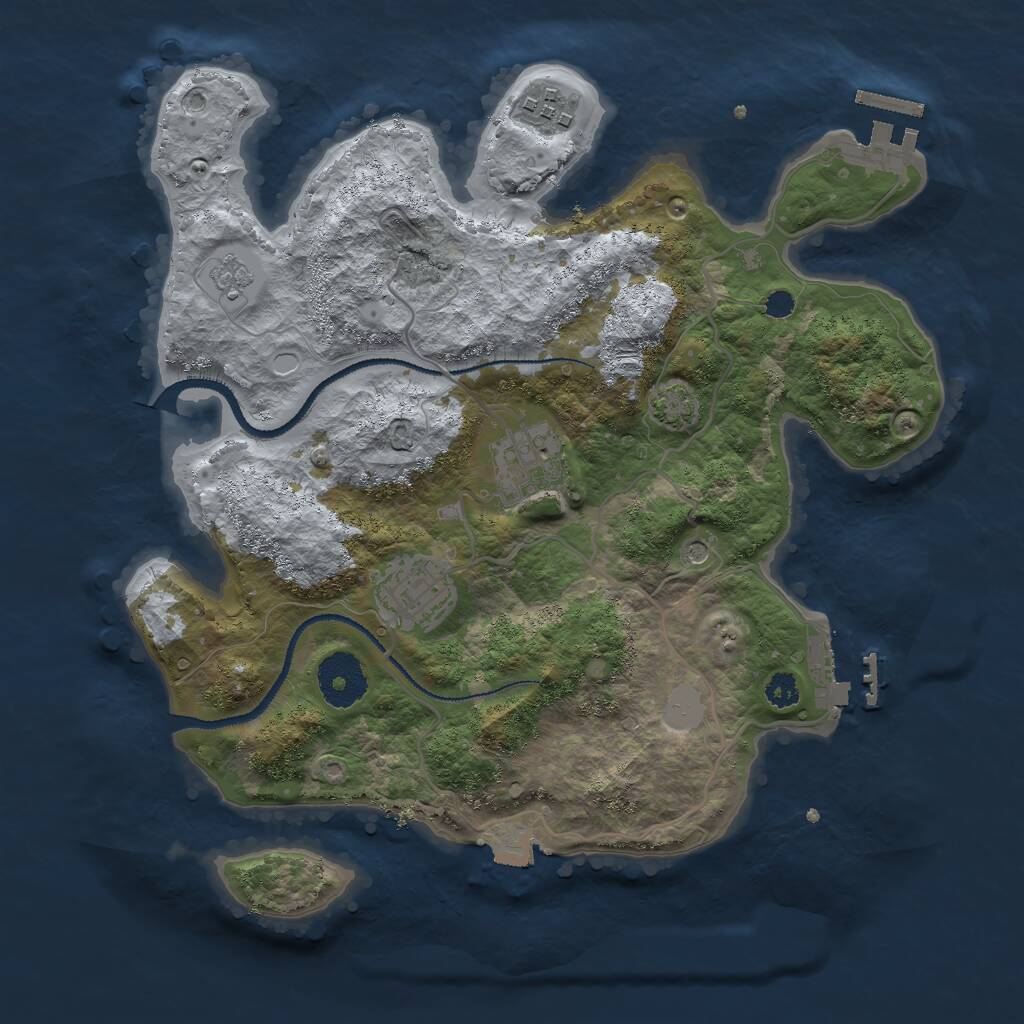Rust Map: Procedural Map, Size: 3000, Seed: 1483299437, 9 Monuments