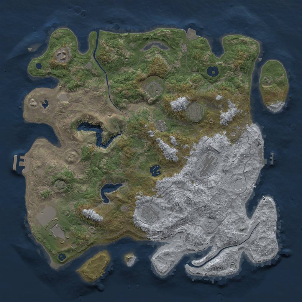 Rust Map: Procedural Map, Size: 4000, Seed: 951464442, 14 Monuments