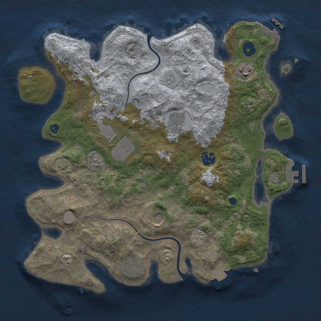 Rust Map: Procedural Map, Size: 3500, Seed: 664250931, 13 Monuments
