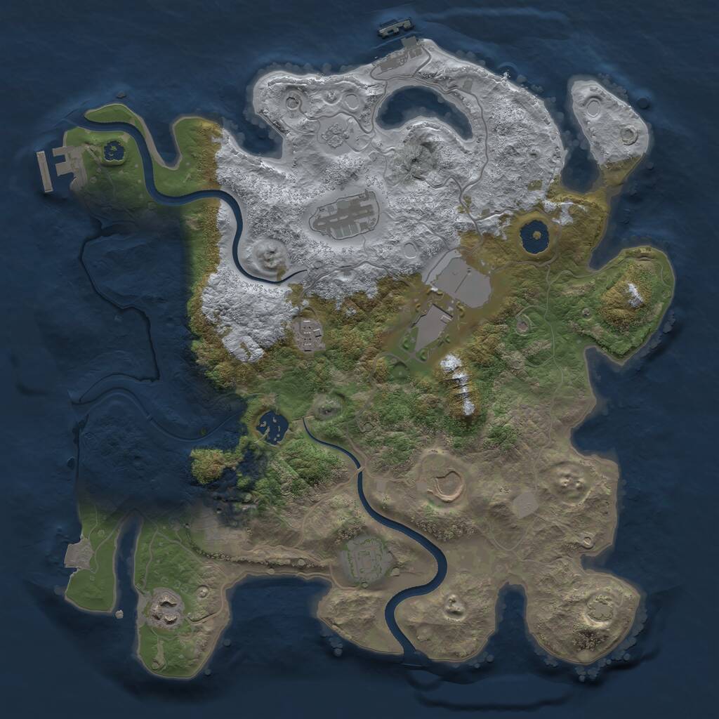 Rust Map: Procedural Map, Size: 3500, Seed: 1230477928, 14 Monuments