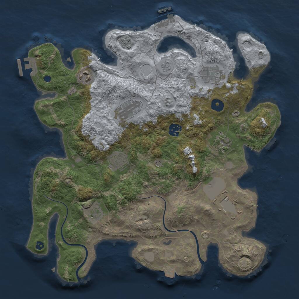 Rust Map: Procedural Map, Size: 3500, Seed: 1230477928, 15 Monuments