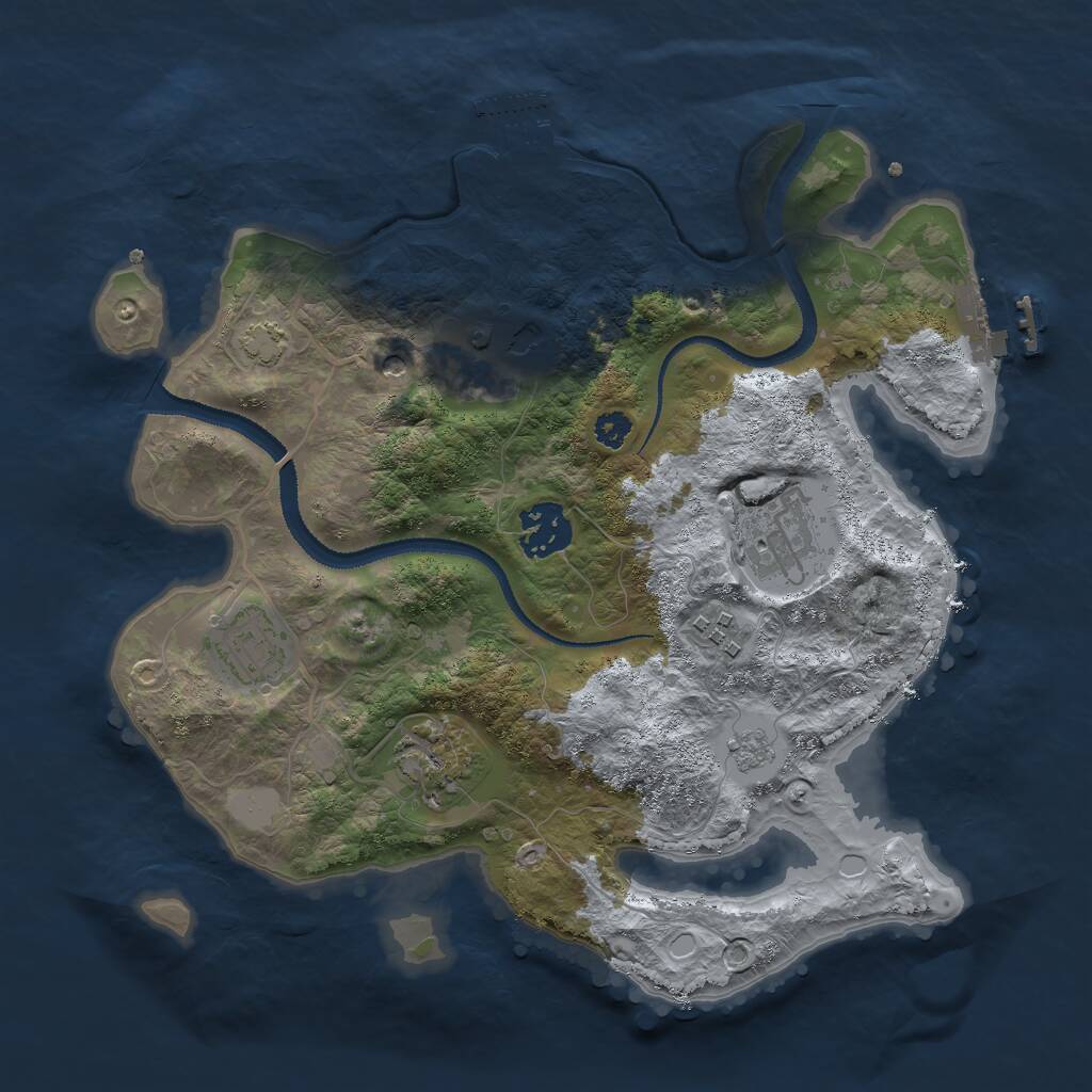 Rust Map: Procedural Map, Size: 3000, Seed: 1013887877, 12 Monuments