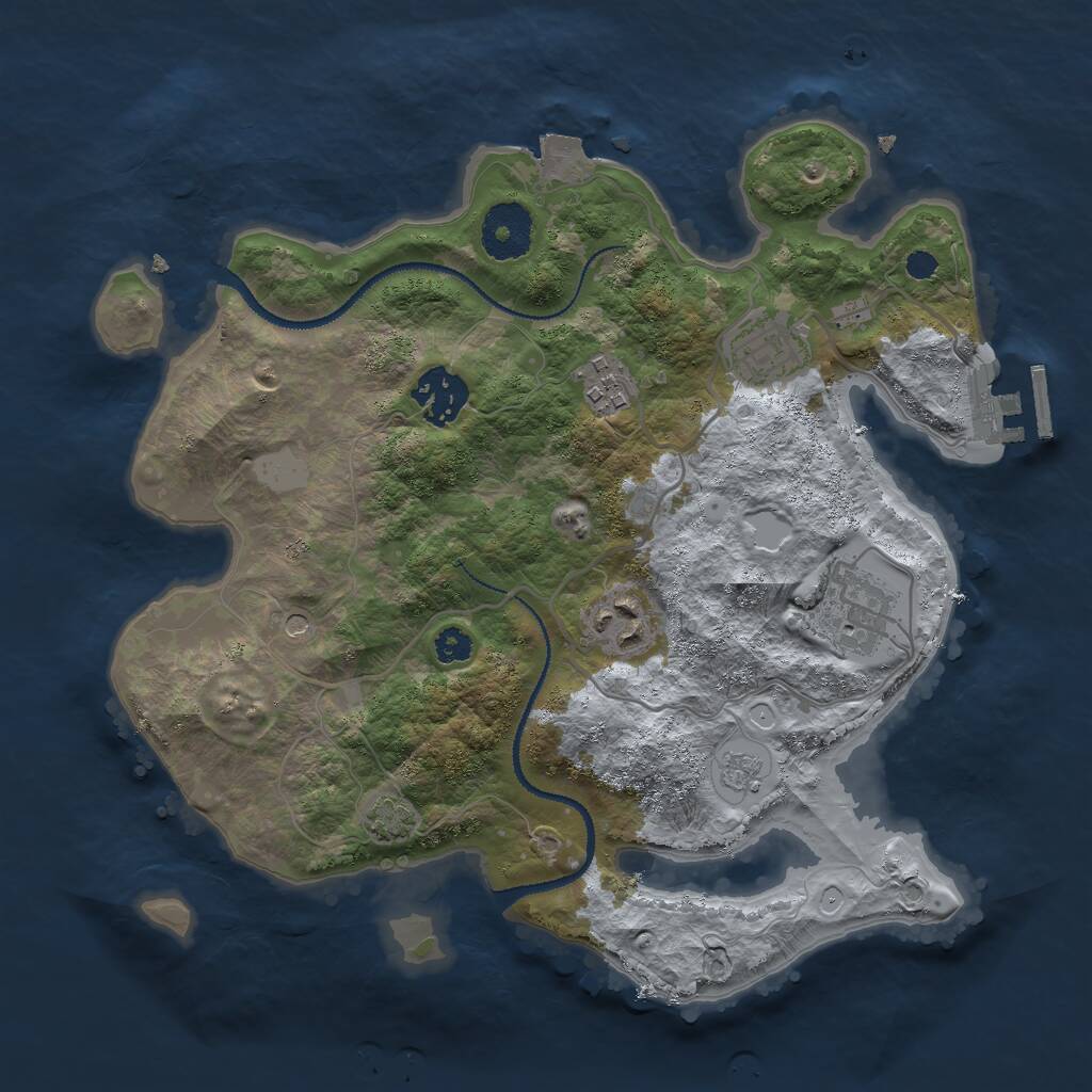 Rust Map: Procedural Map, Size: 3000, Seed: 1013887877, 10 Monuments