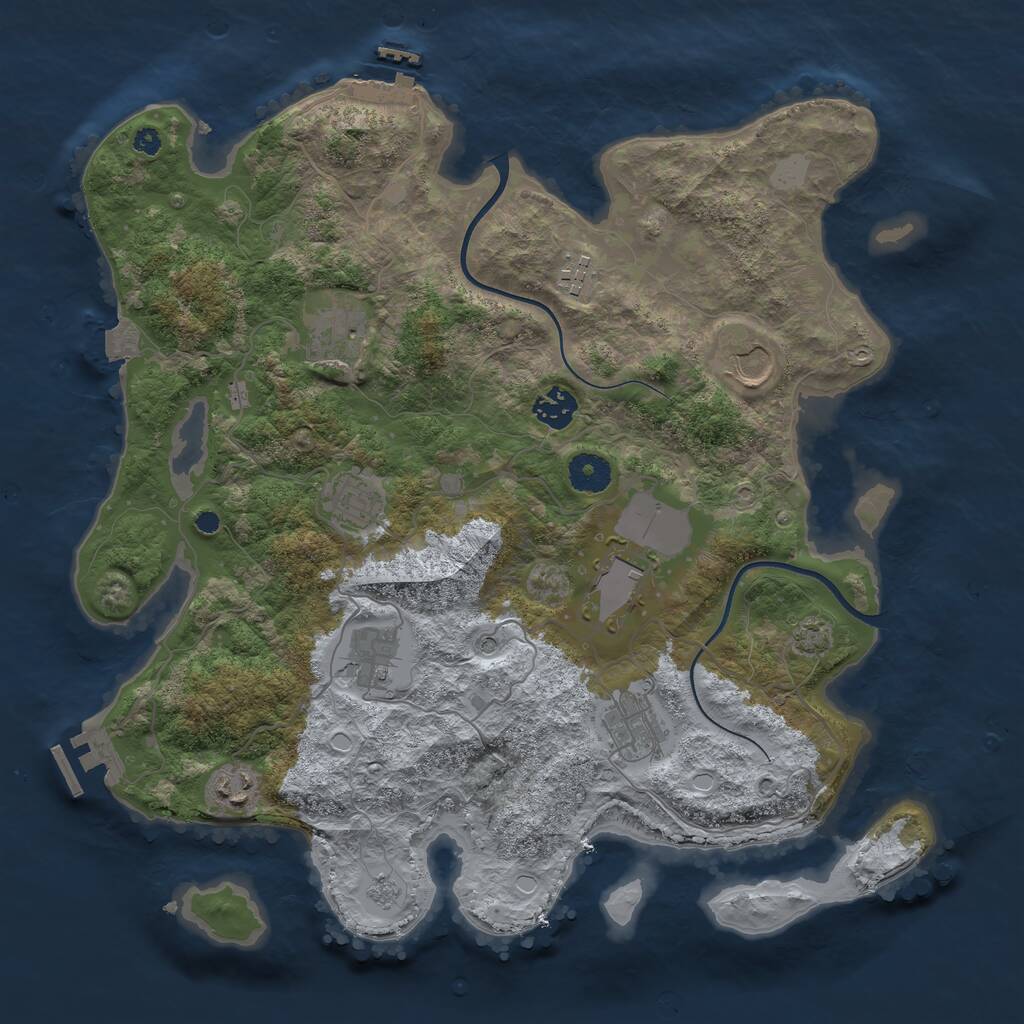 Rust Map: Procedural Map, Size: 3750, Seed: 923276764, 15 Monuments