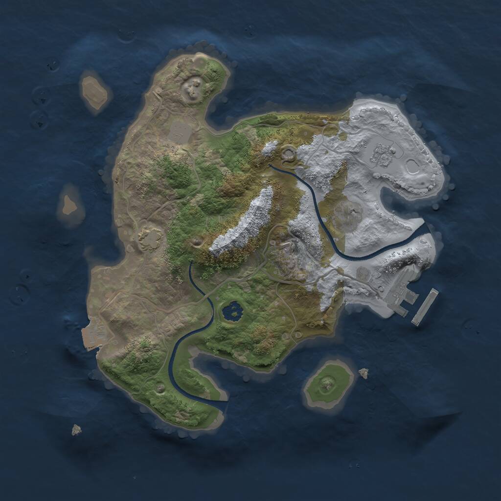 Rust Map: Procedural Map, Size: 2500, Seed: 1472706597, 4 Monuments