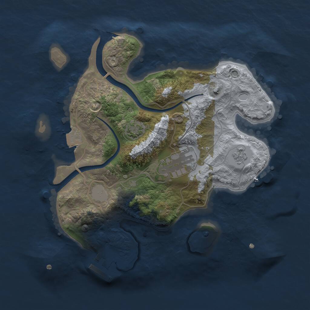 Rust Map: Procedural Map, Size: 2500, Seed: 1472706597, 5 Monuments