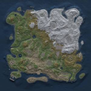 Thumbnail Rust Map: Procedural Map, Size: 3750, Seed: 1713244853, 15 Monuments