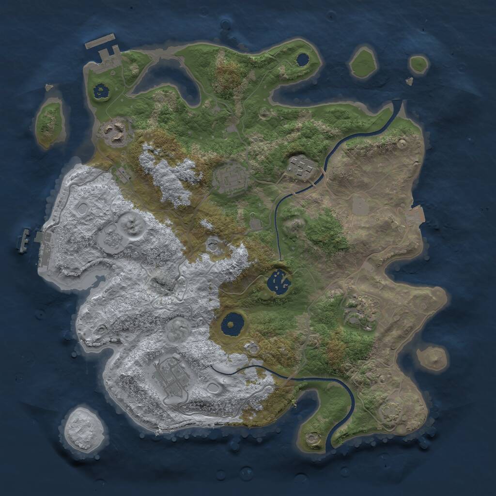 Rust Map: Procedural Map, Size: 3250, Seed: 1458818910, 12 Monuments