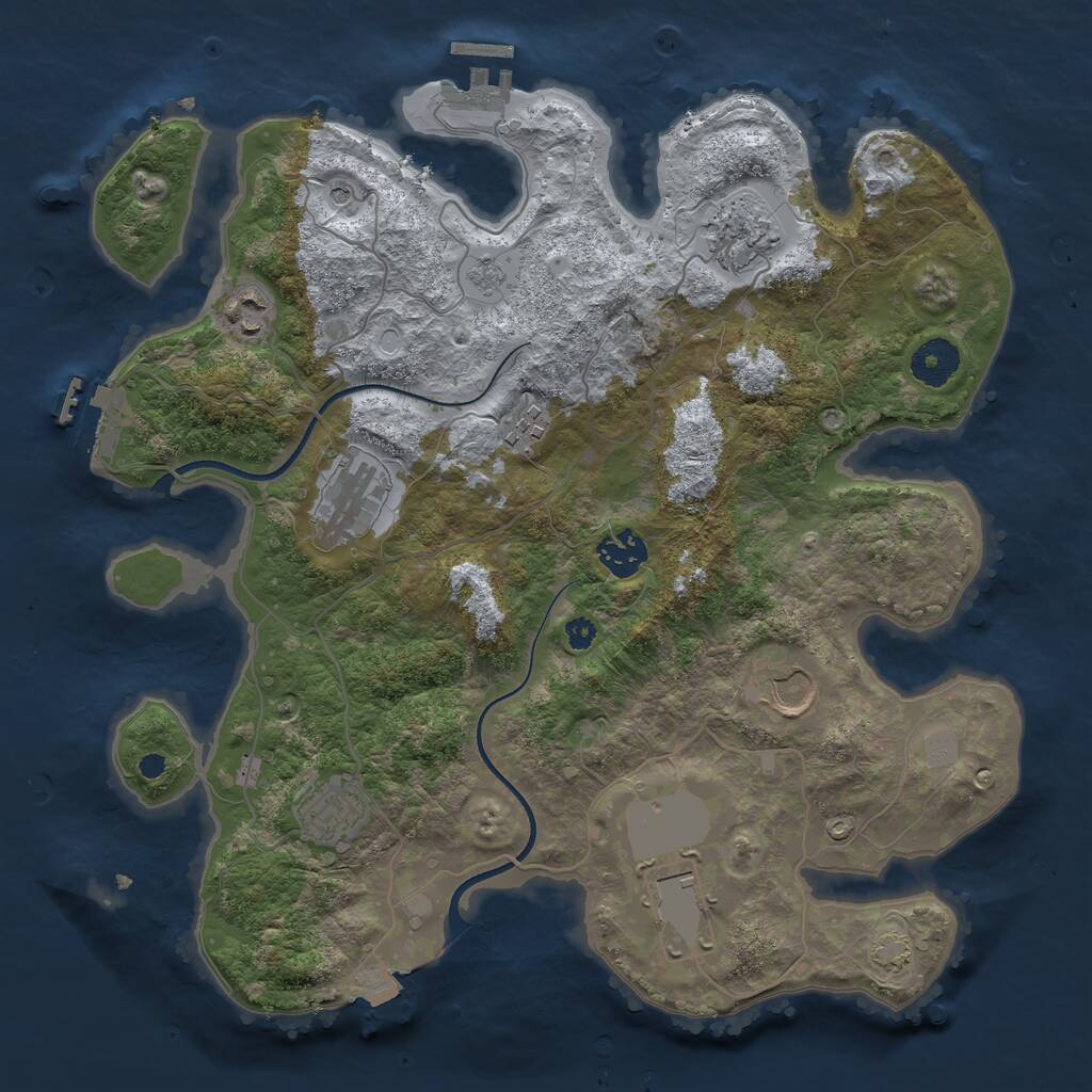 Rust Map: Procedural Map, Size: 3500, Seed: 388416689, 14 Monuments