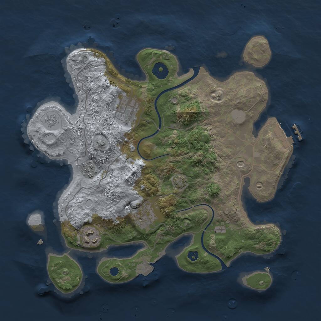 Rust Map: Procedural Map, Size: 3000, Seed: 7896345, 9 Monuments