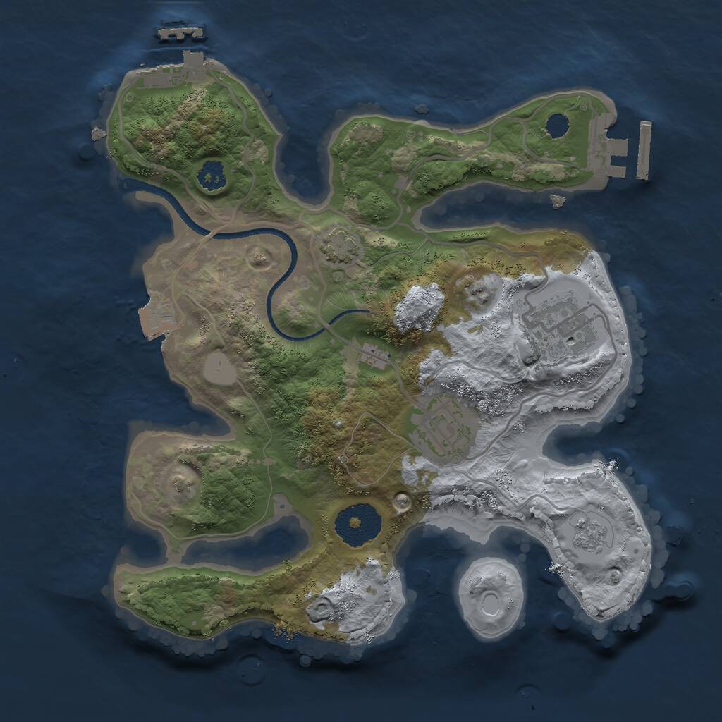 Rust Map: Procedural Map, Size: 2500, Seed: 2043595386, 7 Monuments