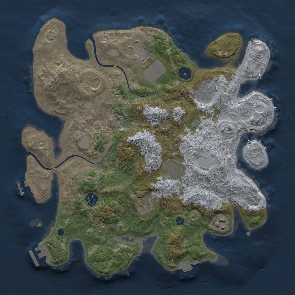 Rust Map: Procedural Map, Size: 3500, Seed: 2082187992, 14 Monuments