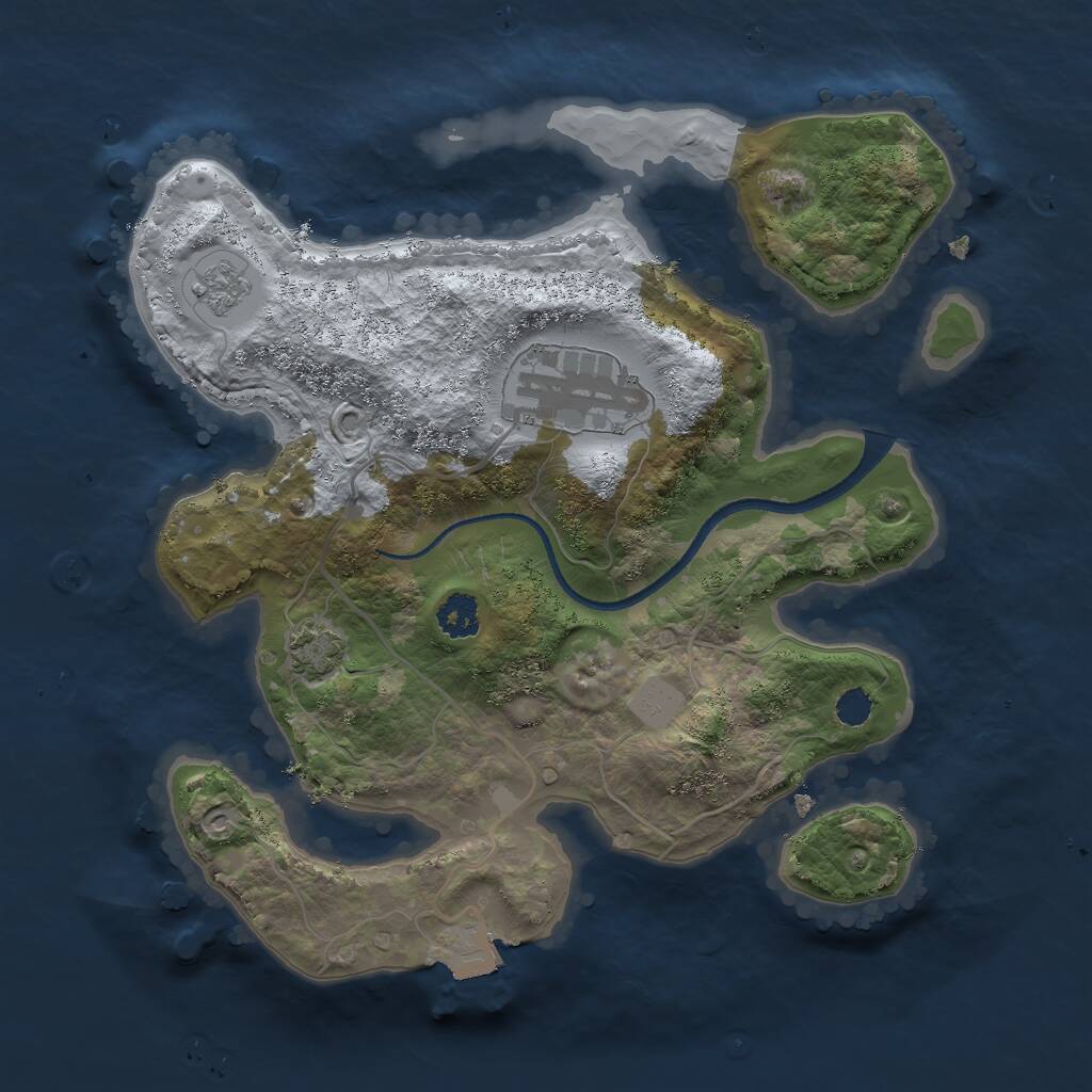 Rust Map: Procedural Map, Size: 2500, Seed: 1094810243, 4 Monuments