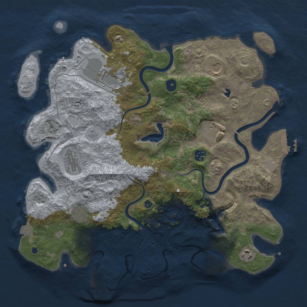 Rust Map: Procedural Map, Size: 4000, Seed: 647364747, 14 Monuments