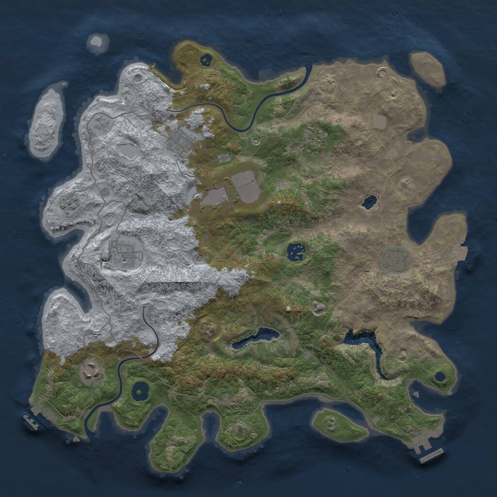 Rust Map: Procedural Map, Size: 4000, Seed: 647364747, 14 Monuments