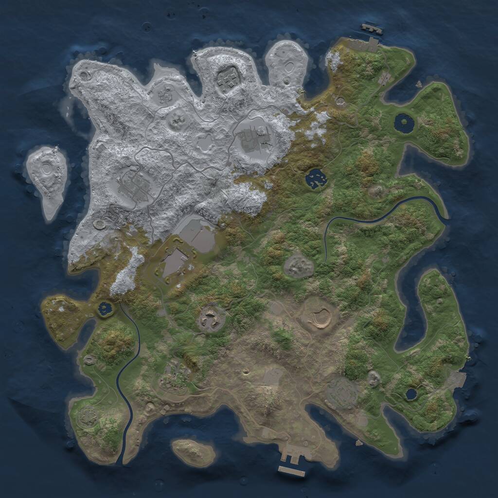 Rust Map: Procedural Map, Size: 3750, Seed: 296911584, 15 Monuments