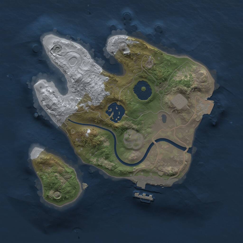 Rust Map: Procedural Map, Size: 2000, Seed: 2457247, 3 Monuments