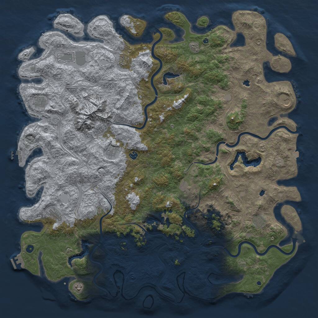 Rust Map: Procedural Map, Size: 6000, Seed: 678943536, 17 Monuments